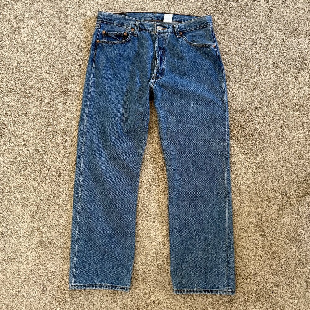 Vintage Levis 501 Jeans Men 35x29 Blue Button Fly Denim Pants 100% Cotton